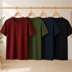 Bundle of 4 Simple Plain T-Shirts for Men's
