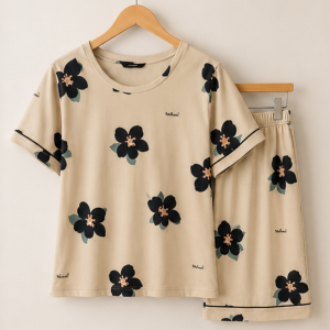 Big Flowers Printed Night Suit