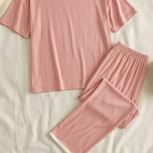 Rose Pink Half Sleeves Palazzo PJ Set
