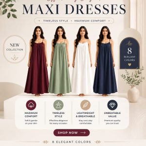 Premium Gathered Cotton Jersey Maxi Dress – Spaghetti Strap Long Backless Cami (Summer | Maternity | Nightwear Comfort Fit)
